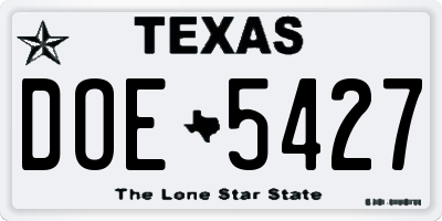 TX license plate DOE5427