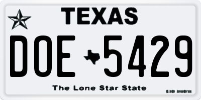 TX license plate DOE5429
