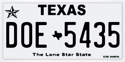 TX license plate DOE5435