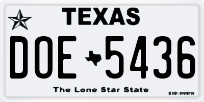 TX license plate DOE5436