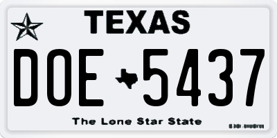 TX license plate DOE5437
