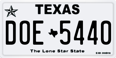 TX license plate DOE5440