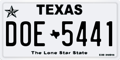 TX license plate DOE5441