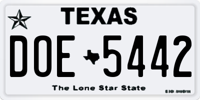 TX license plate DOE5442