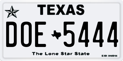 TX license plate DOE5444