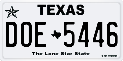 TX license plate DOE5446