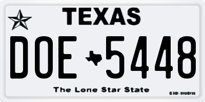 TX license plate DOE5448