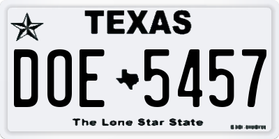 TX license plate DOE5457
