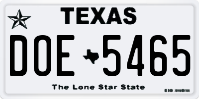 TX license plate DOE5465