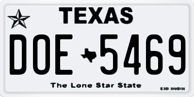 TX license plate DOE5469