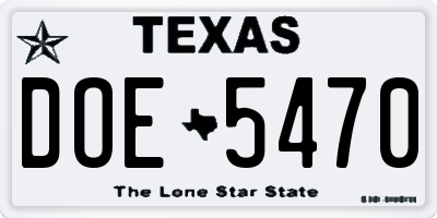 TX license plate DOE5470