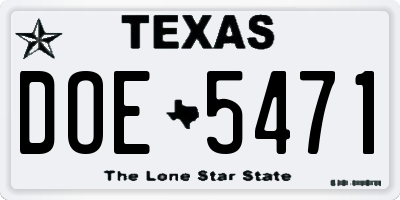 TX license plate DOE5471