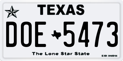 TX license plate DOE5473
