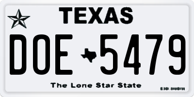 TX license plate DOE5479