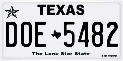 TX license plate DOE5482