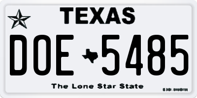 TX license plate DOE5485