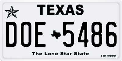TX license plate DOE5486