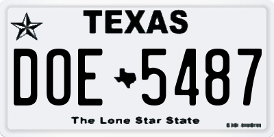 TX license plate DOE5487