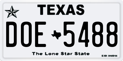TX license plate DOE5488
