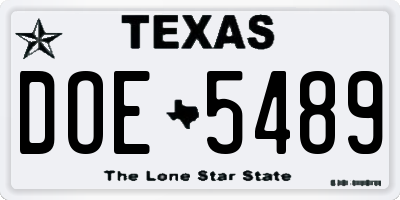 TX license plate DOE5489