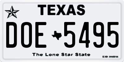 TX license plate DOE5495