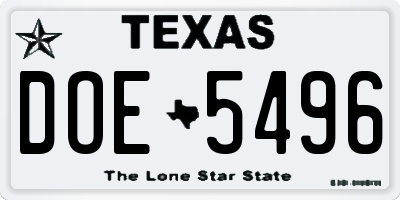 TX license plate DOE5496