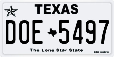 TX license plate DOE5497