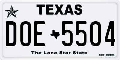 TX license plate DOE5504