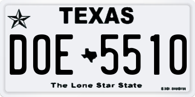 TX license plate DOE5510