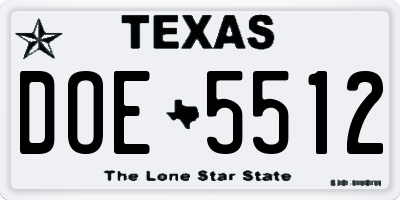 TX license plate DOE5512
