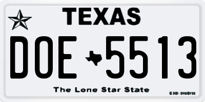 TX license plate DOE5513