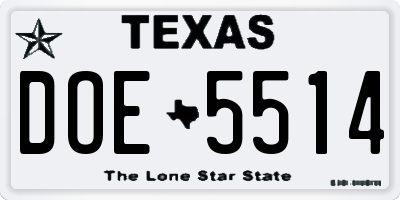 TX license plate DOE5514