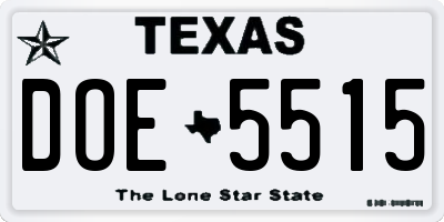 TX license plate DOE5515