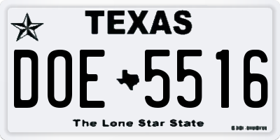 TX license plate DOE5516
