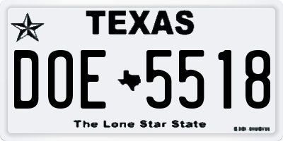 TX license plate DOE5518