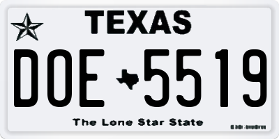 TX license plate DOE5519