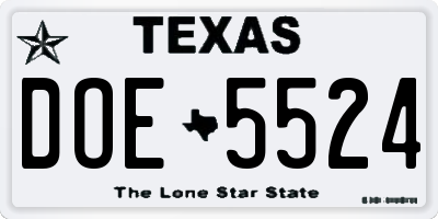 TX license plate DOE5524