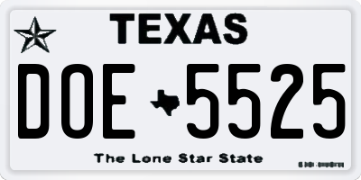TX license plate DOE5525