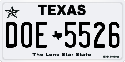 TX license plate DOE5526