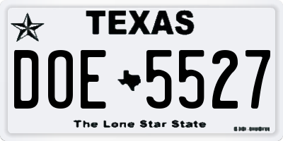 TX license plate DOE5527