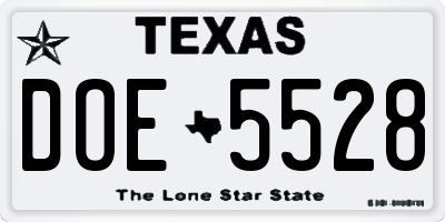 TX license plate DOE5528