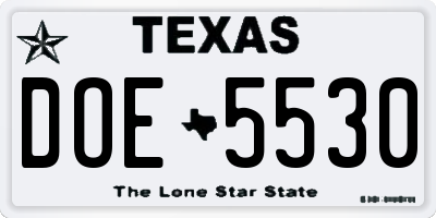 TX license plate DOE5530