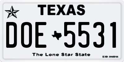 TX license plate DOE5531
