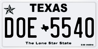 TX license plate DOE5540
