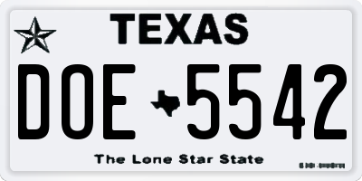 TX license plate DOE5542