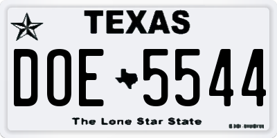 TX license plate DOE5544