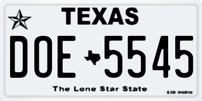 TX license plate DOE5545