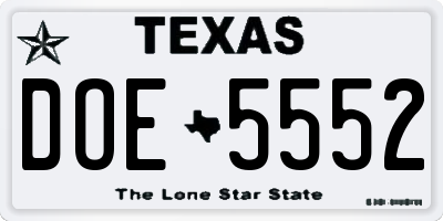 TX license plate DOE5552