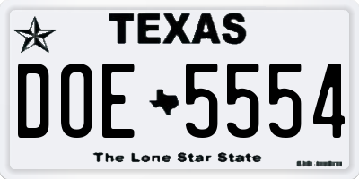 TX license plate DOE5554