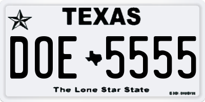 TX license plate DOE5555